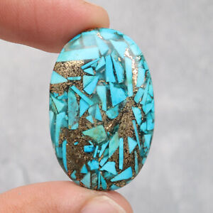 31.35 Ct. Natural Oval Blue Copper Turquoise Cabochon Loose Gemstone