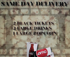AMC Movie Theaters, 2 Black Tickets, 2 Large Drinks, 1 Large Popcorn E-DELIVERY