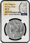 2021 MORGAN SILVER DOLLAR NGC MS70 FIRST DAY OF ISSUE FDOI HARD TO FIND- RARE