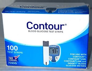 NEW NIB Bayer Contour 7090G 100 Diabetic Blood Glucose Test Strips Exp 10/2024