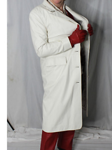Womens Leather Trench Coat White S-M Long SOFT Lambskin DROMe Mob Wife Light