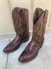 Texas Country 11 44 1995 Snake Skin Brown Leather Pointed Toe Cowboy Boots