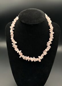 Rose Quartz Crystal Stone Bead Strand Choker Necklace Healing Love Gemstone 16