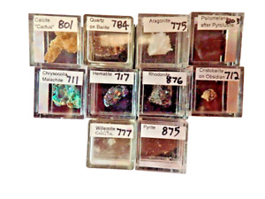 Micromount Mineral Lot MM82-10 Fine Specimens in Acrylic Boxes-Visit eBay Store!