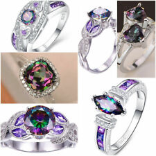 Gorgeous Mystic Topaz 925 Silver Rings Fashion Wedding Women Rings Sz 6-10