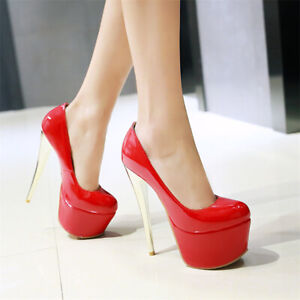 Fashion Women Patent Leather Platform Stiletto Pumps Sexy High Heels Party Shoes