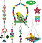 7Pcs Parrot Swing Bell Hanging Bird Cage Perch Toys Parakeet Cockatiel Budgie
