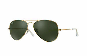 Ray-Ban Original Aviator Gold Metal Green Polarized Sunglasses RB3025 001/58 58