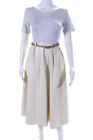 Dream Makers Womens Lori Belted Faux Leather Midi A Line Skirt Ivory Size Medium