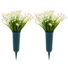 6 Pack Artificial Garden White Daisy with 2 Cone Vases for Outdoor, Home Decor
