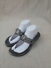 Marc Fisher Sandals Womens Size 8.5 M Silver Sparkle Low Heel Flip Flop