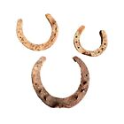 Vintage Rusty Metal Horseshoes Lot of 3 Various Sizes with Nails