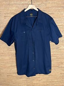 RVCA Mens XXL Navy Blue Shirt Slim Button Up Short Sleeve Balance of Opposite