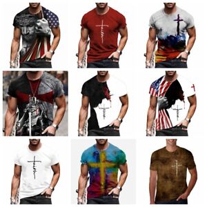 T Shirt Faith Cross Jesus Christian Graphic Print Fashion Short Sleeve Men's Tee