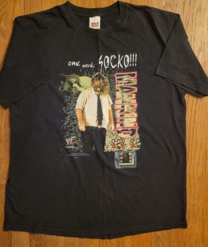 Vintage 1999 WWF Mankind Socko WWE T Shirt XL