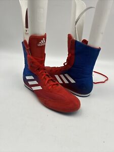 NWOB Adidas Box Hog Plus Core Red Blue Boxing Wrestling Shoes Men’s Size 12