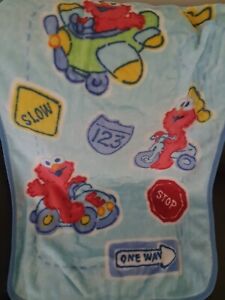 Sesame Street Elmo Luxe Plush Fleece Baby Throw Blanket plane bike car stop sign