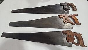 ANTIQUE VINTAGE HAND SAWS,  LOT Of 3 Handsaws-  ALL DISSTON & SONS Philly