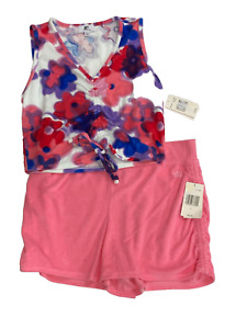 JUICY COUTURE  Pink  Abstract Terry Cloth Shorts & Top Set - L  - NWT $84