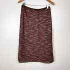 Max Mara Wool Blend Knit Midi Skirt size L Brown Red