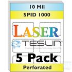 Laser Teslin Paper - 8up Perforated - For Making PVC-Like ID Cards - 5 Sheets
