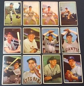 (27) LOT 1953 Bowman Color Vintage MLB Baseball Low Grade Fox Durocher Hodges