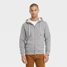 Men's High-Pile Fleece Lined Hooded Zip-Up Sweatshirt - Goodfellow & Co Gray XL