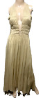 Donna Karan New York Vintage Strappy Long Maxi Gown Gold Dress US 0 2 / XS P