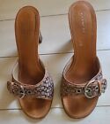 Coach  DARYN Brown CC and Leather Slip-On Open Toe Mule Heels Womens Size US 7B