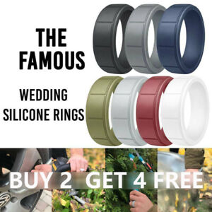 Medical Grade Silicone Wedding Ring Men's Flex Fit Sport Rubber Band 8-13# Size