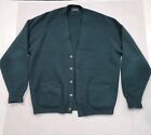 VINTAGE Brooks Brothers Mens Sweater 44 Large Green Cardigan 100% Pure Lambswool