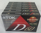 Lot of 6 TDK Metal IEC1 4 D60, 60 Minute Blank Audio Cassette Tapes, New, Sealed