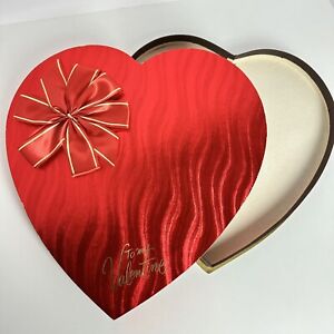 Vintage Large 13” To My Valentine Heart Shaped Candy Box Red Gold Bow