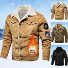 Winter Jacket Mens Thicken Warm Fleece Lined Hooded Coat Fleece Long Outwear US