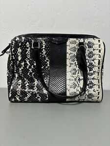 Coach Snake Print Patent Leather Handbag Purse Black White HEAVY WEAR