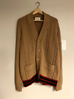 Gucci Stripe-Trimmed Cable Knit Wool Cardigan (Large)