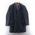 Moss Bros Mens Trench Coat 40S Black Wool Button Up Overcoat