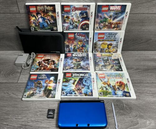 32GB Nintendo 3DS XL Console MEGA LEGO Bundle Star Wars Marvel Batman Lot Blue