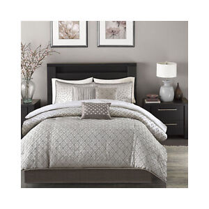 Home Essence MP10-1735 Hudson 7-Piece Jacquard Comforter Bedding Set, Silver,