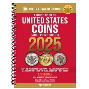 New 2025 Official Red Book Guide US Coin Price List Guide Large Print Whitman 78
