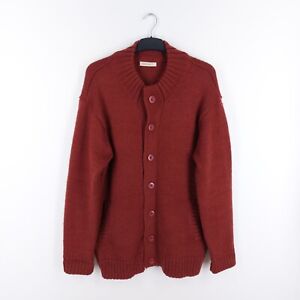 Woolovers Men's Size XL Rusty Red Chunky 100% Wool Cardigan Pockets