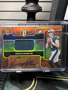 2022 GOLD STANDARD FOOTBALL CARSON STRONG RC PATCH AUTO /199 #203 EAGLES