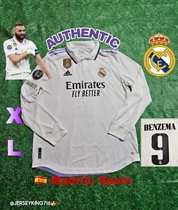🇪🇸  Adidas Real Madrid  Benzema #9 22/23 Home Jersey Authentic Long Sleeve XL