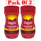 2 PACK Folgers Classic Roast Instant Coffee Crystals 16 oz.