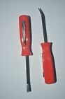 MINI PRY BAR  RED HANDLE WITH POCKET CLIP FLAT END  TOOL 2 PIECES