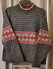 Vtg NELL FLOWERS Multi-color 100% Wool Sweater Pullover Size M
