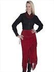 Scully L659-27-XXL Womens Long Suede Fringe Leather Skirt - Red Boar Suede - XXL