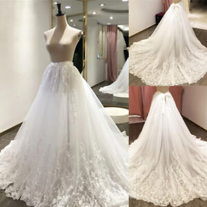 Luxury Appliques Detachable Train Wedding Removable Skirt Dresses Bridal 110CM