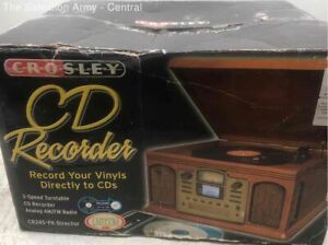 Crosley CR245-PA 3-Speed Analog AM/FM Radio Vinyl CDs Recorder Turntable Player
