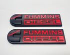 2Pcs Fummins Diesel Emblem High Output Cummins Turbo Diesel Badge 3D Red Black